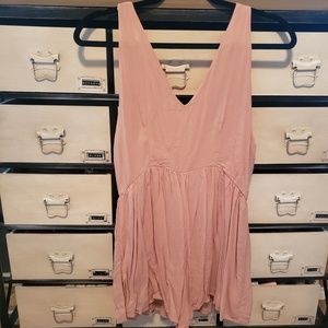 Tobi Pink Solid Low Back Romper